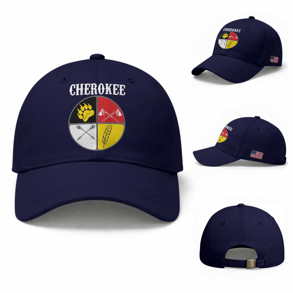 Cherokee Cultural Pride Baseball Cap Native American Medicine Wheel Art