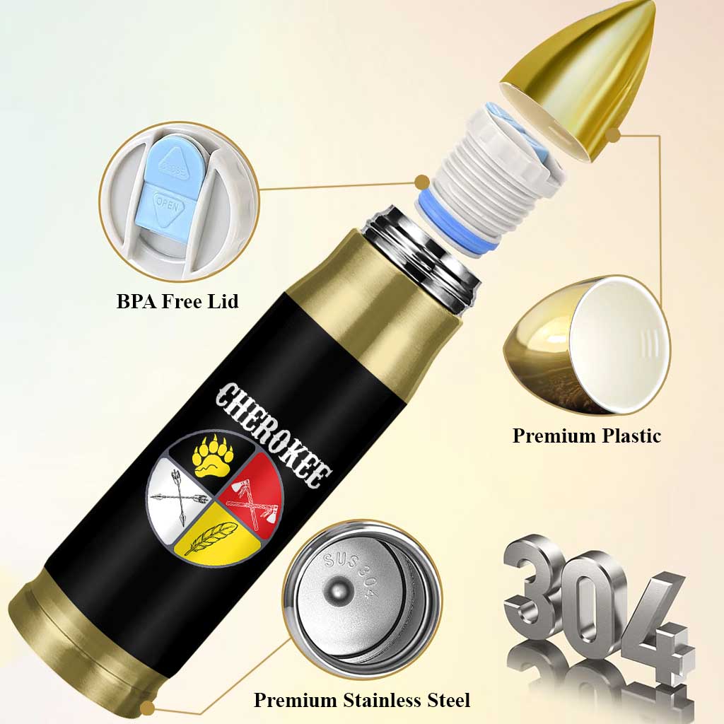 Cherokee Cultural Pride Bullet Tumbler Native American Medicine Wheel Art