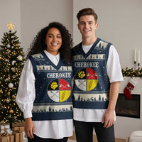 Cherokee Cultural Pride V-Neck Knit Sweater Vest Native American Medicine Wheel Art