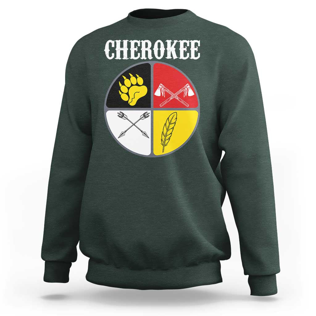 Cherokee Cultural Pride Sweatshirt Native American Medicine Wheel Art