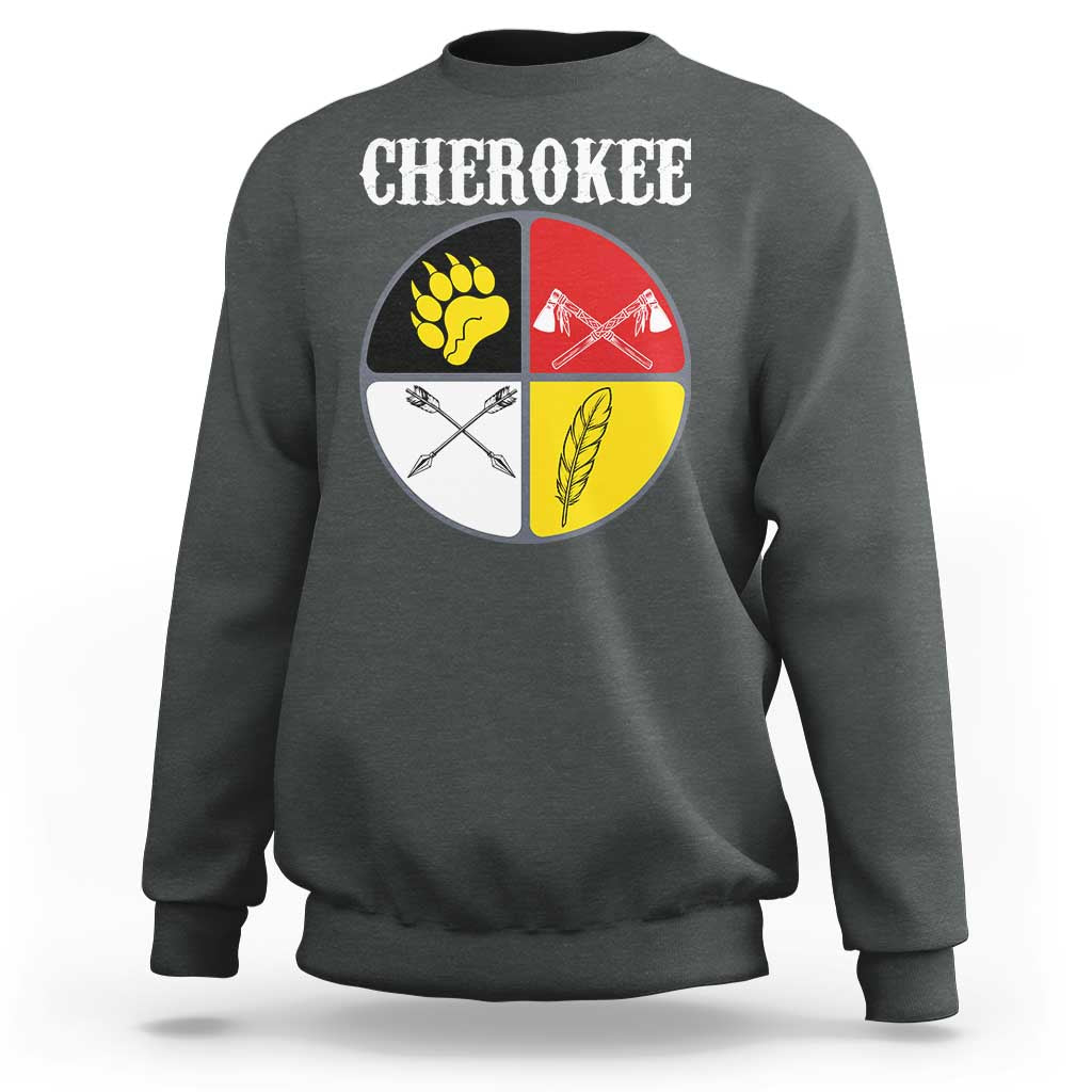 Cherokee Cultural Pride Sweatshirt Native American Medicine Wheel Art