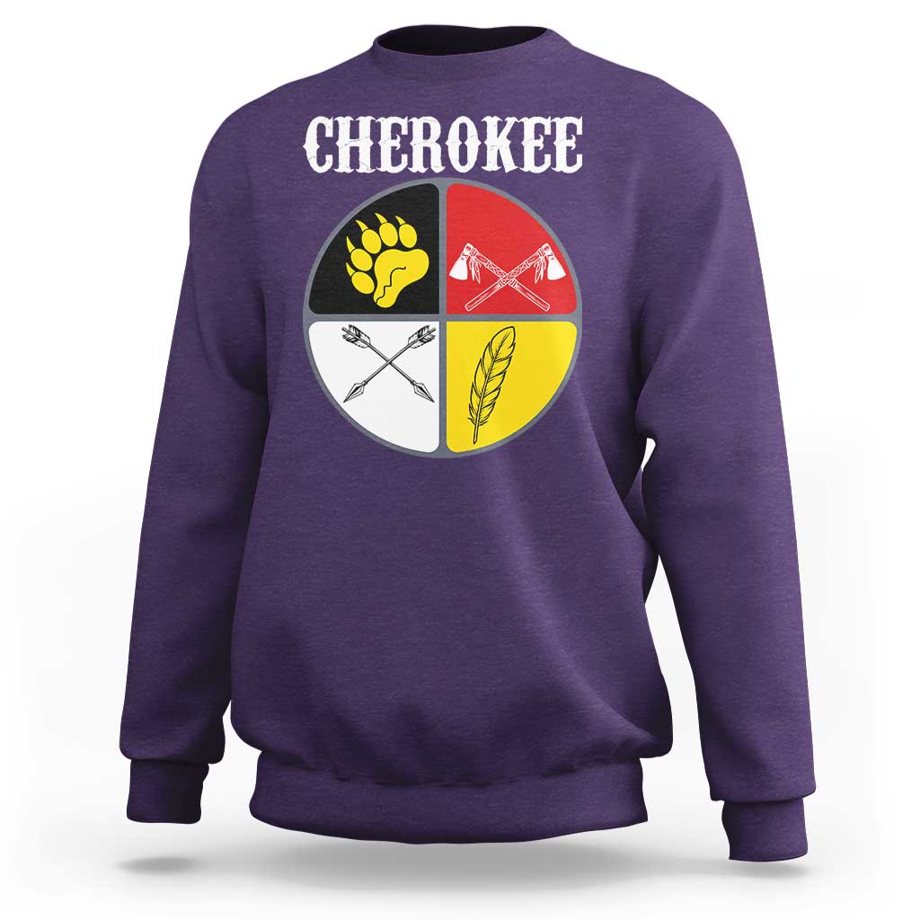 Cherokee Cultural Pride Sweatshirt Native American Medicine Wheel Art