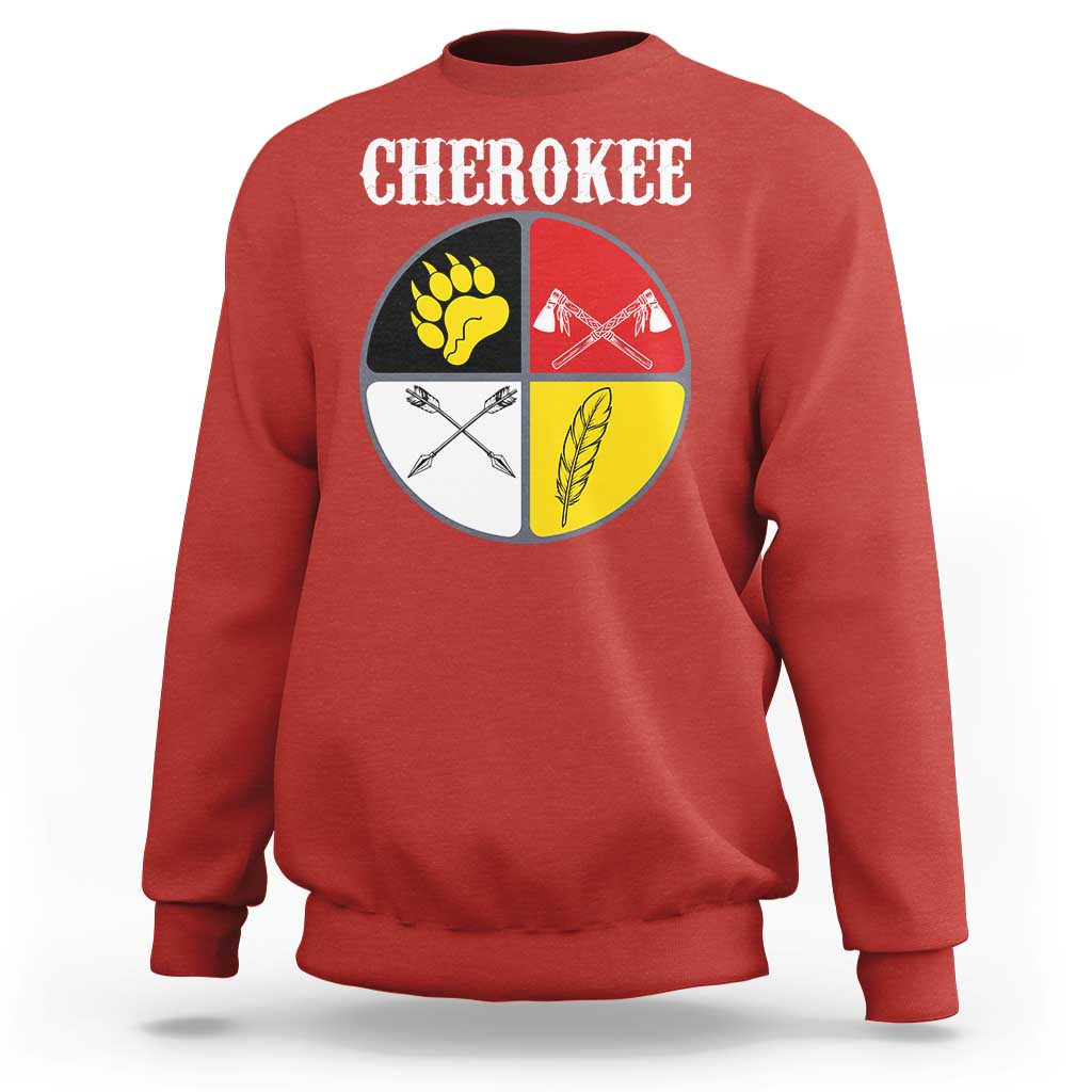 Cherokee Cultural Pride Sweatshirt Native American Medicine Wheel Art