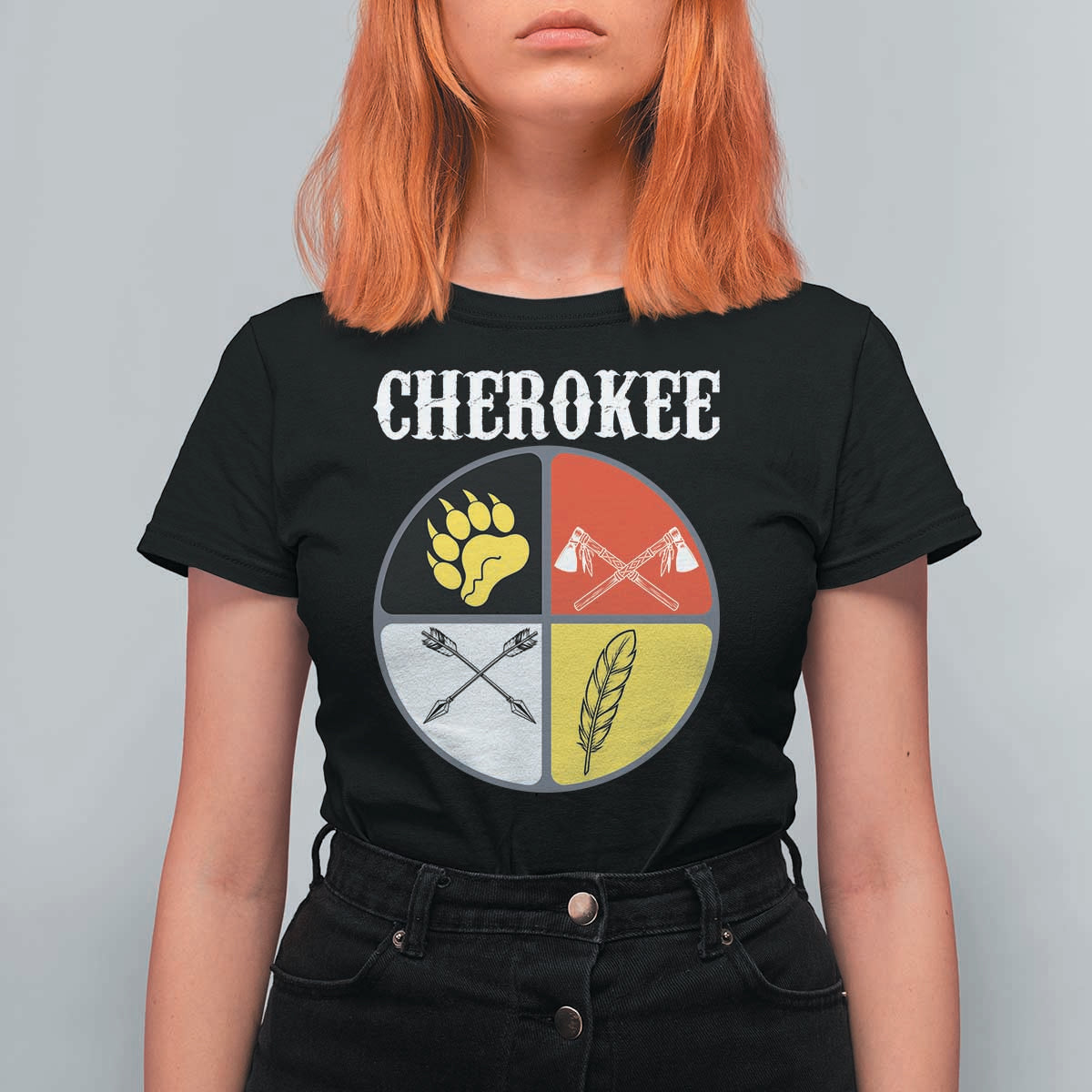 Cherokee Cultural Pride T Shirt For Women Native American Medicine Wheel Art