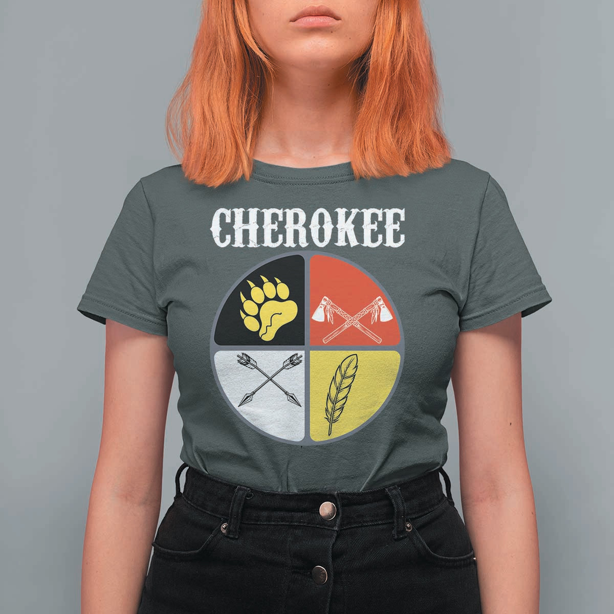Cherokee Cultural Pride T Shirt For Women Native American Medicine Wheel Art
