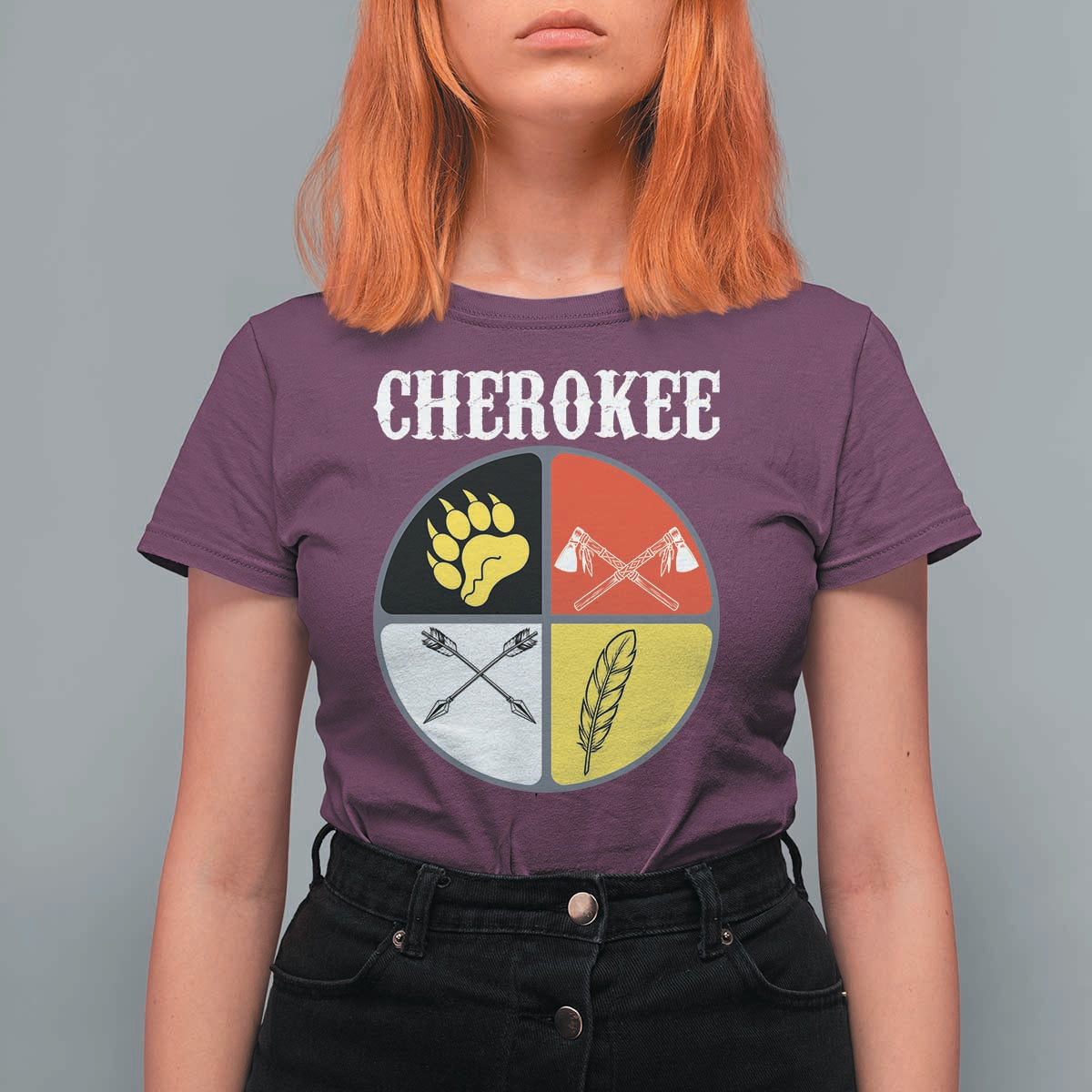 Cherokee Cultural Pride T Shirt For Women Native American Medicine Wheel Art