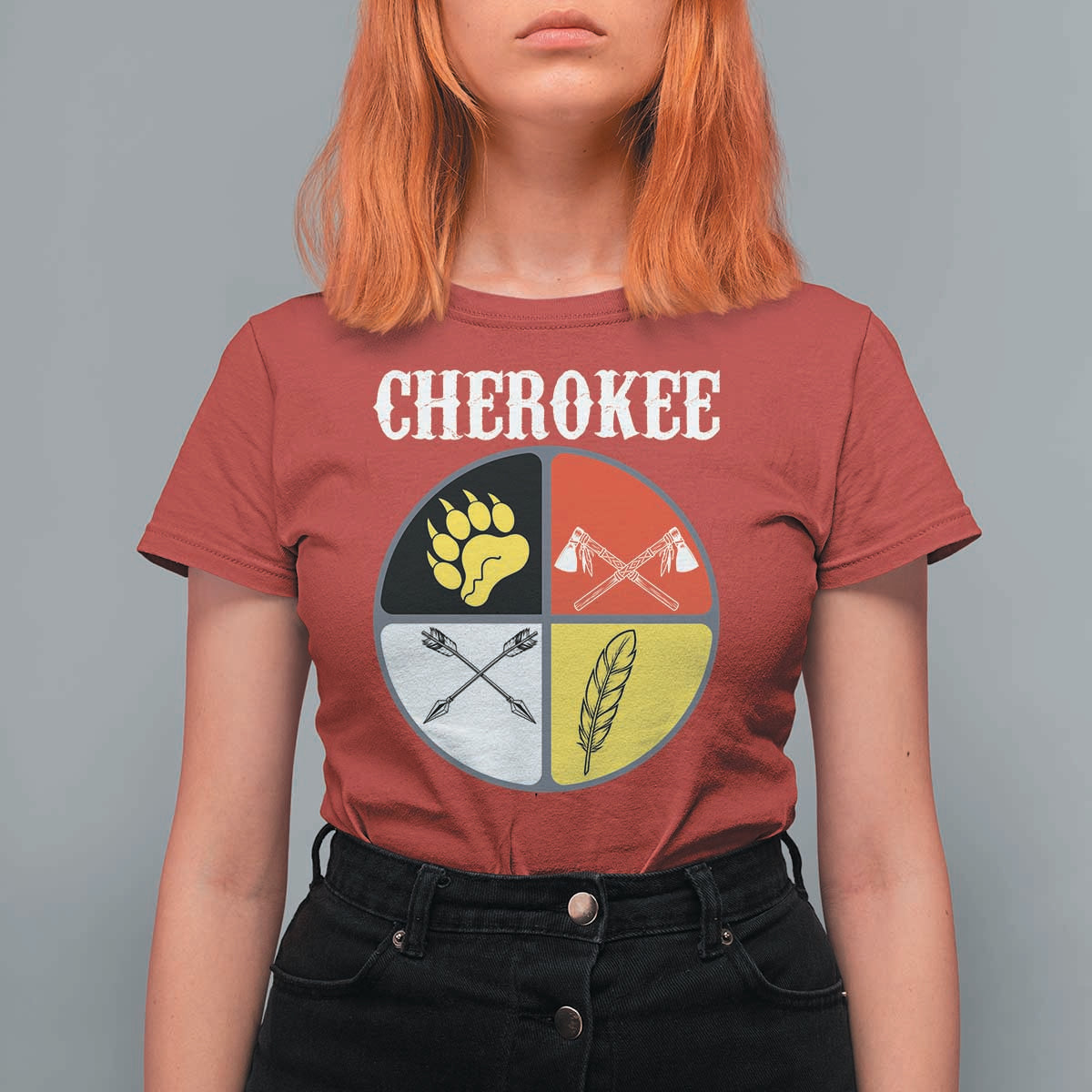 Cherokee Cultural Pride T Shirt For Women Native American Medicine Wheel Art
