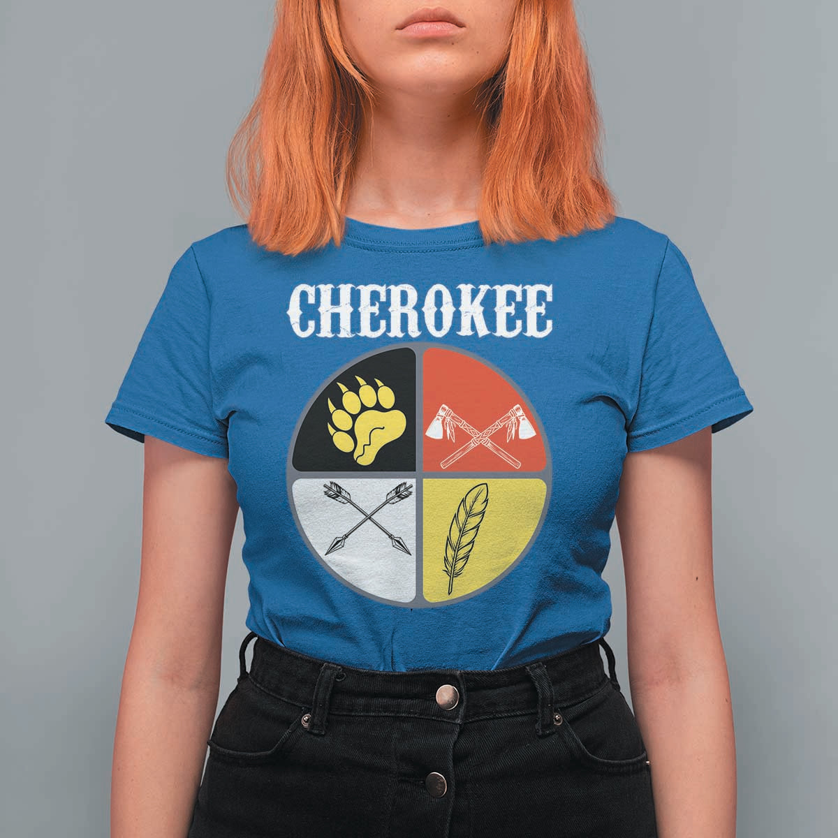 Cherokee Cultural Pride T Shirt For Women Native American Medicine Wheel Art