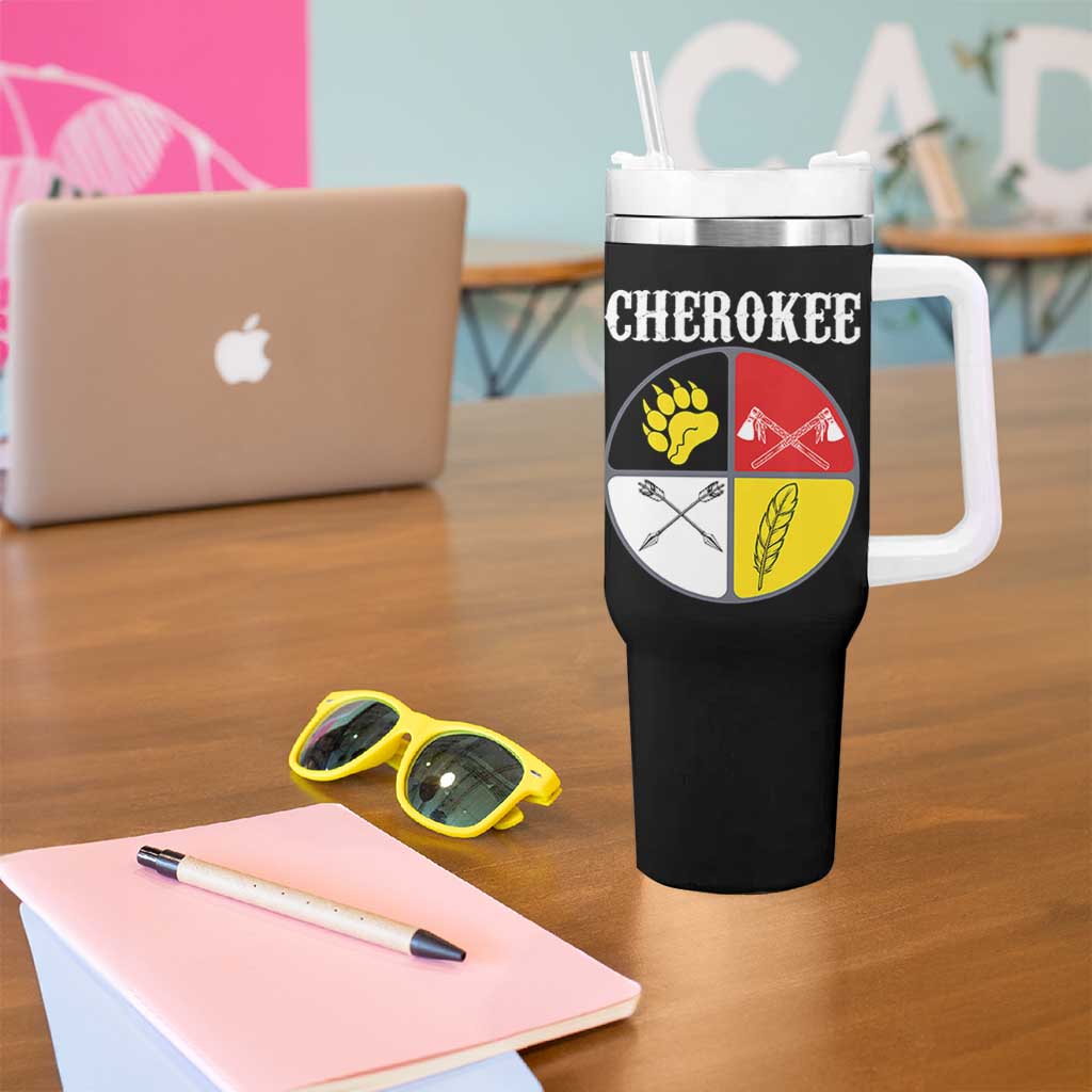 Cherokee Cultural Pride Tumbler With Handle Native American Medicine Wheel Art