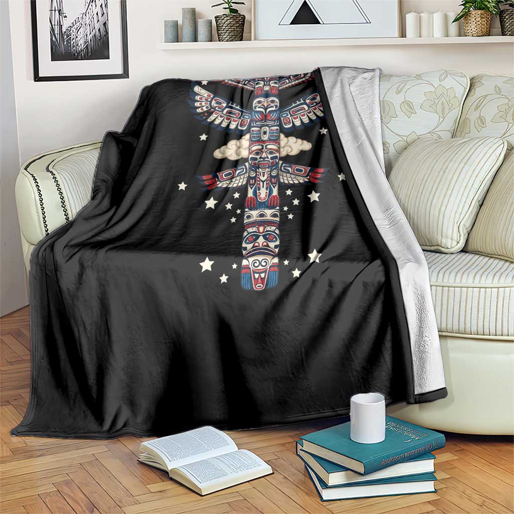 Native American Totem Pole Throw Blanket Pacific Northwest Indigenous Tribal