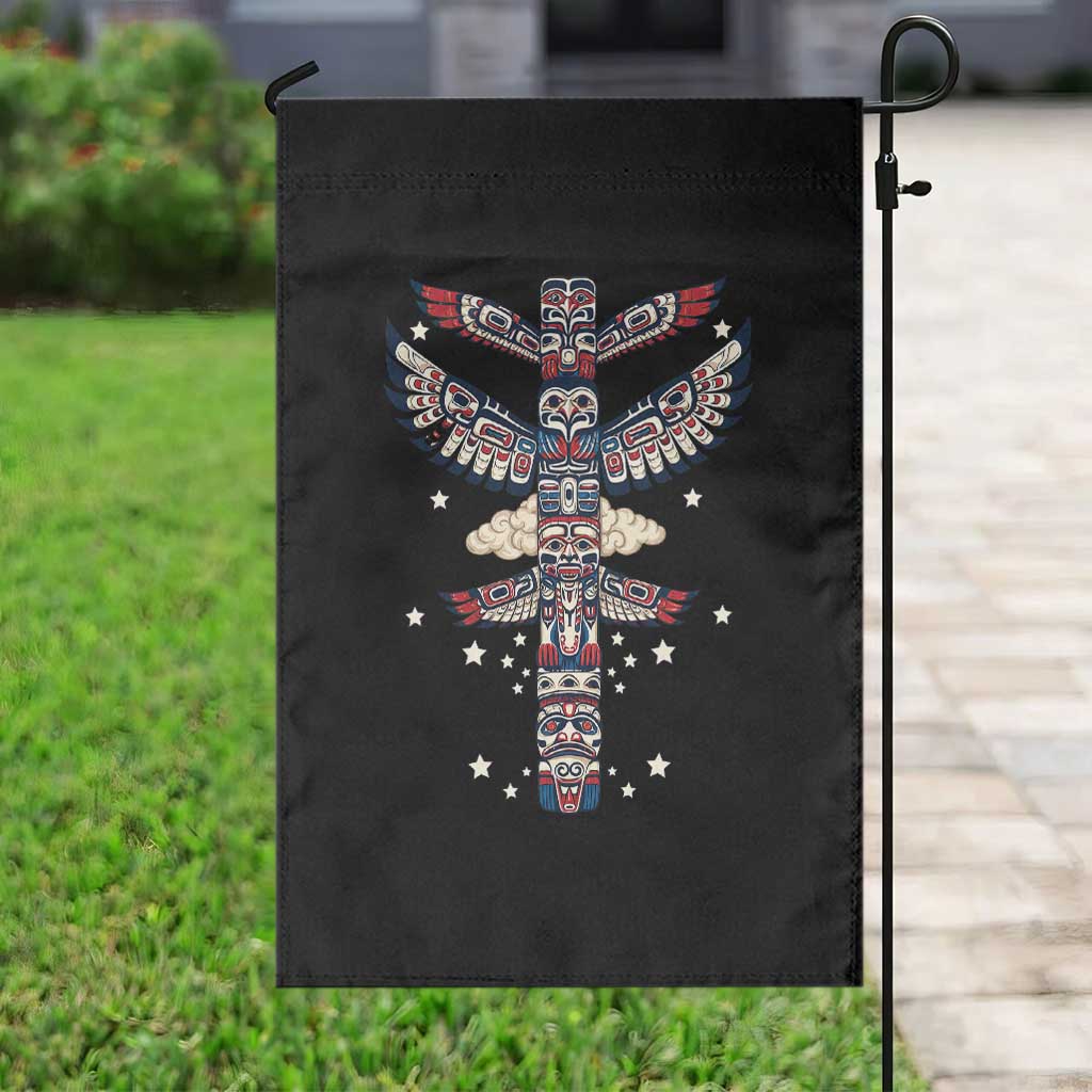 Native American Totem Pole Garden Flag Pacific Northwest Indigenous Tribal