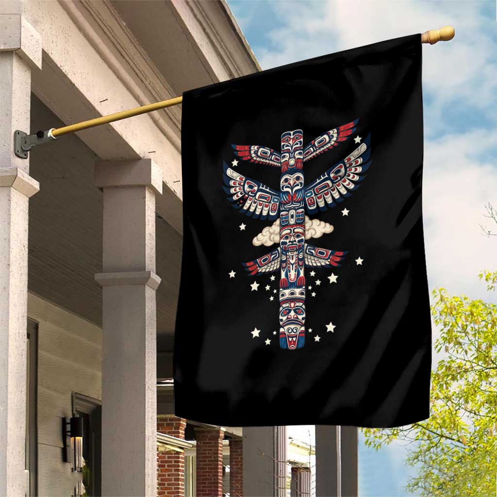 Native American Totem Pole Garden Flag Pacific Northwest Indigenous Tribal