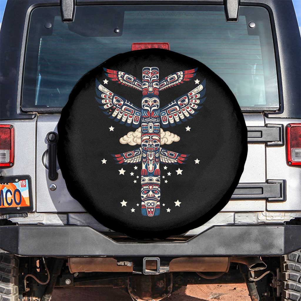 Native American Totem Pole Spare Tire Cover Pacific Northwest Indigenous Tribal