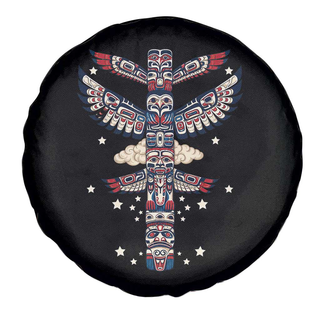 Native American Totem Pole Spare Tire Cover Pacific Northwest Indigenous Tribal
