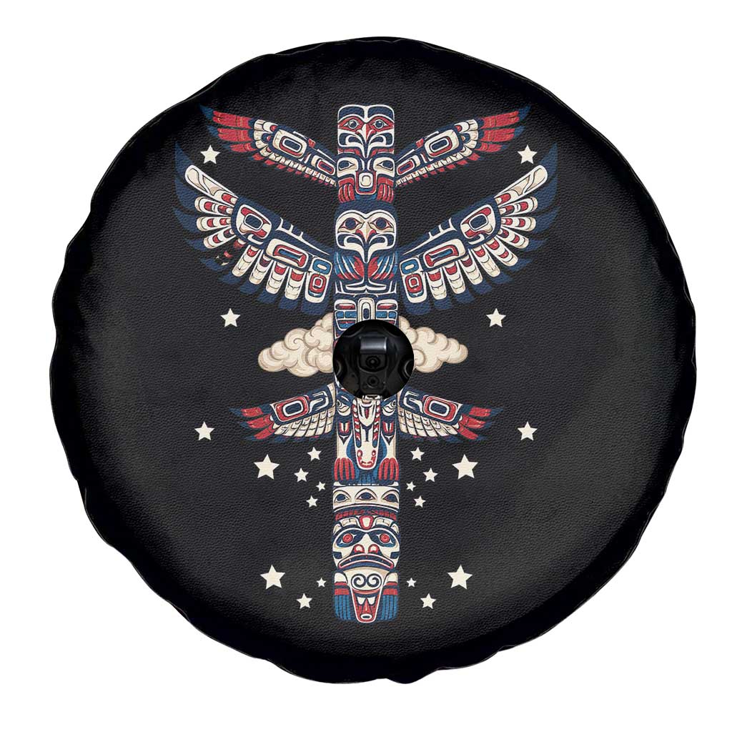 Native American Totem Pole Spare Tire Cover Pacific Northwest Indigenous Tribal