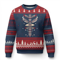 Native American Totem Pole Ugly Christmas Sweater Pacific Northwest Indigenous Tribal