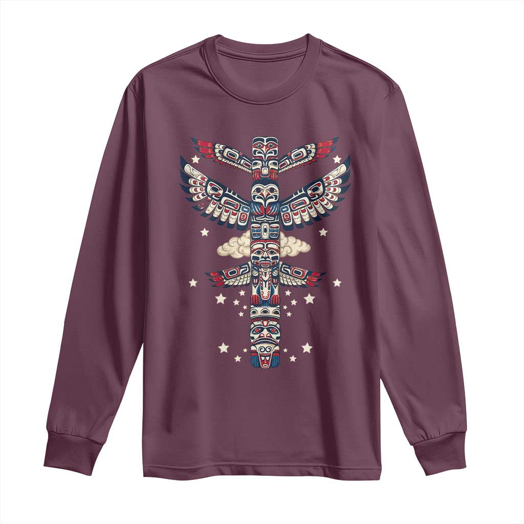 Native American Totem Pole Long Sleeve Shirt Pacific Northwest Indigenous Tribal