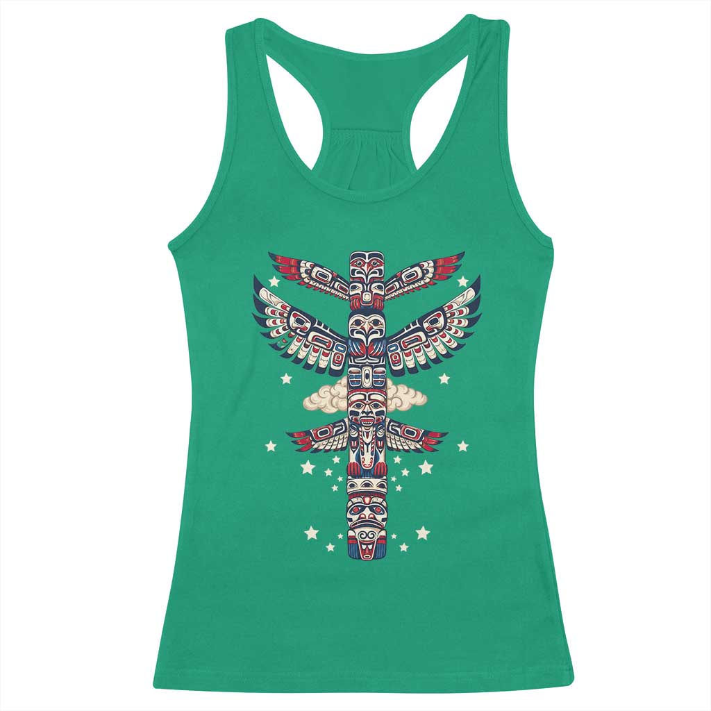 Native American Totem Pole Racerback Tank Top Pacific Northwest Indigenous Tribal