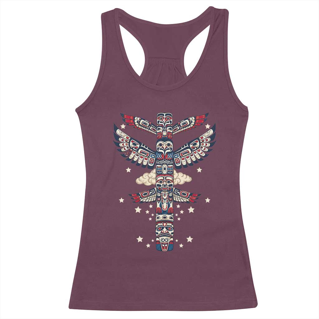 Native American Totem Pole Racerback Tank Top Pacific Northwest Indigenous Tribal