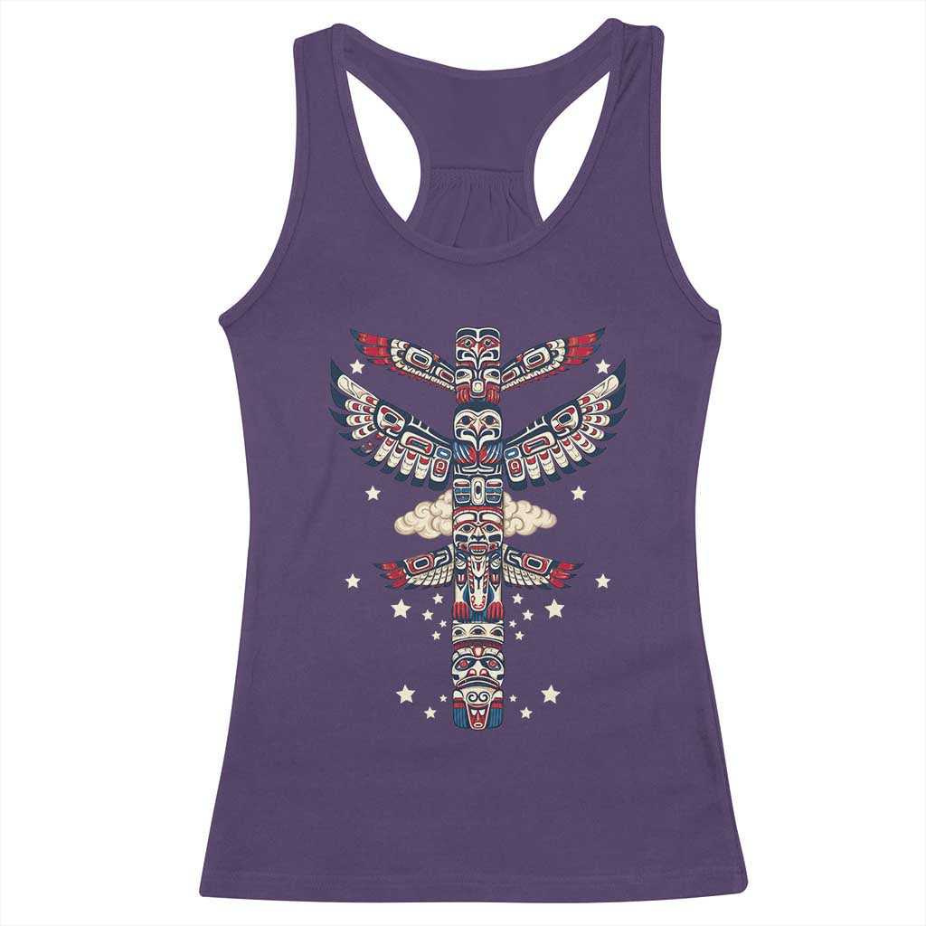 Native American Totem Pole Racerback Tank Top Pacific Northwest Indigenous Tribal