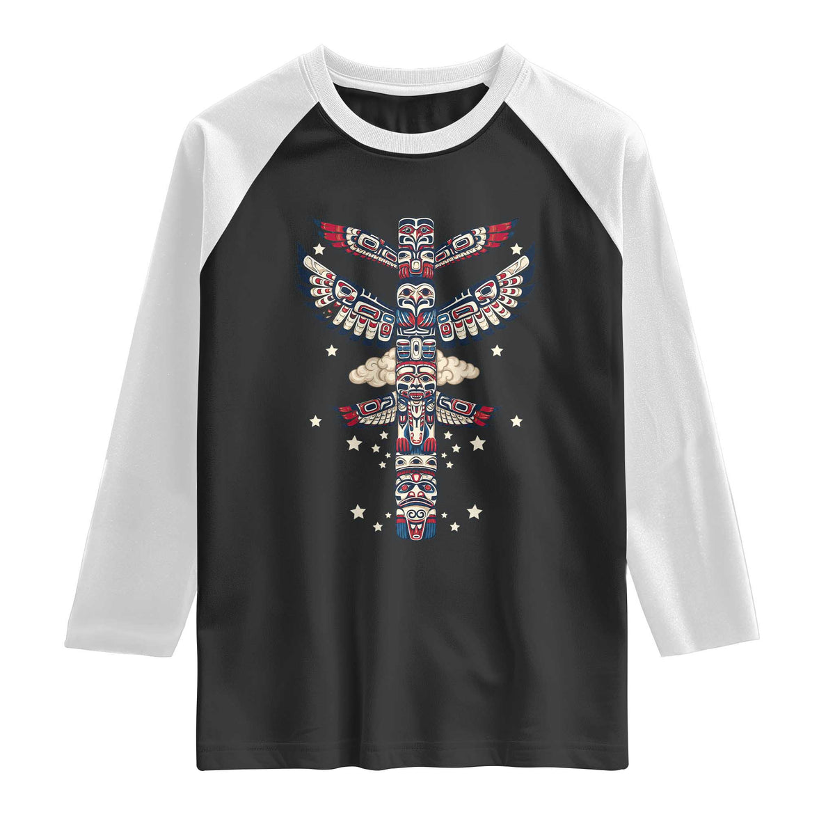 Native American Totem Pole Raglan Shirt Pacific Northwest Indigenous Tribal