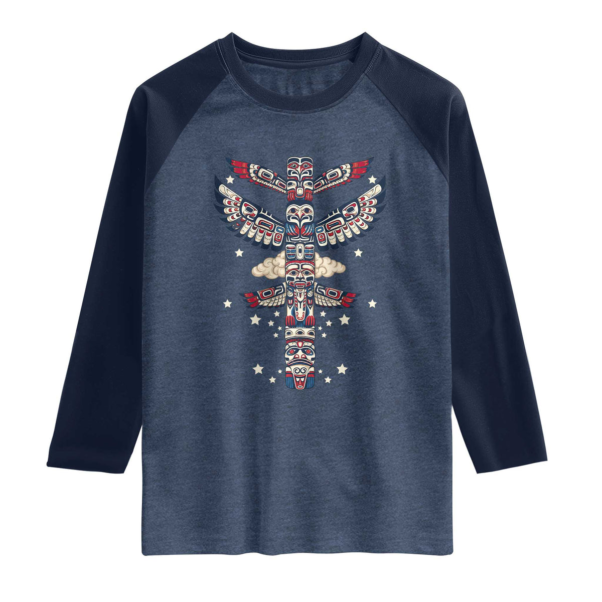 Native American Totem Pole Raglan Shirt Pacific Northwest Indigenous Tribal