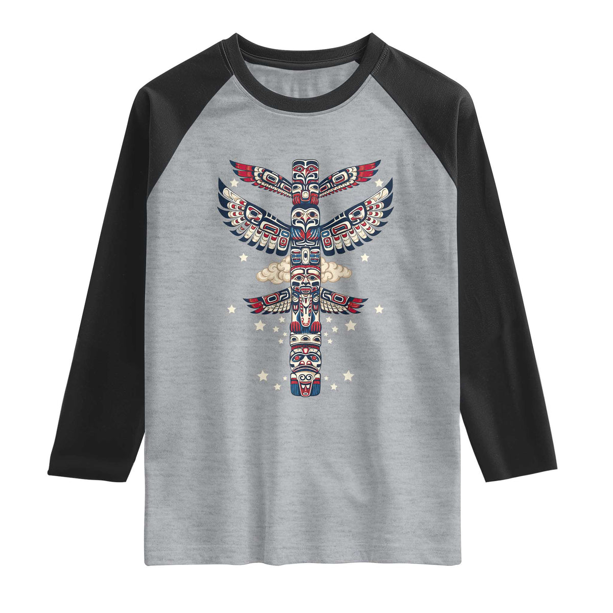 Native American Totem Pole Raglan Shirt Pacific Northwest Indigenous Tribal