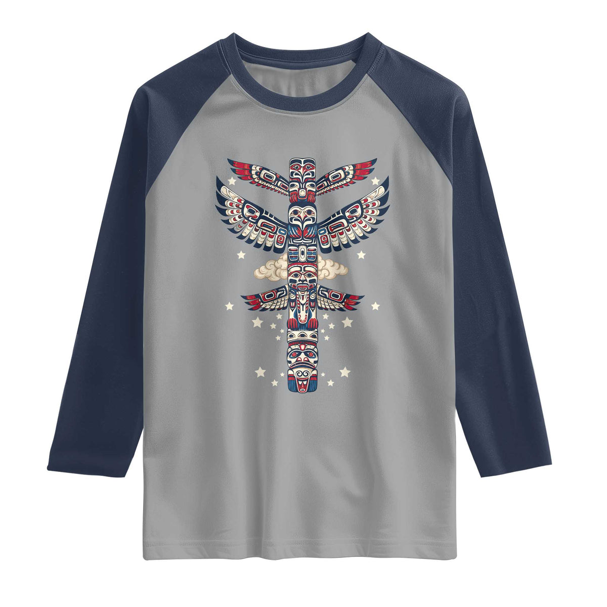 Native American Totem Pole Raglan Shirt Pacific Northwest Indigenous Tribal
