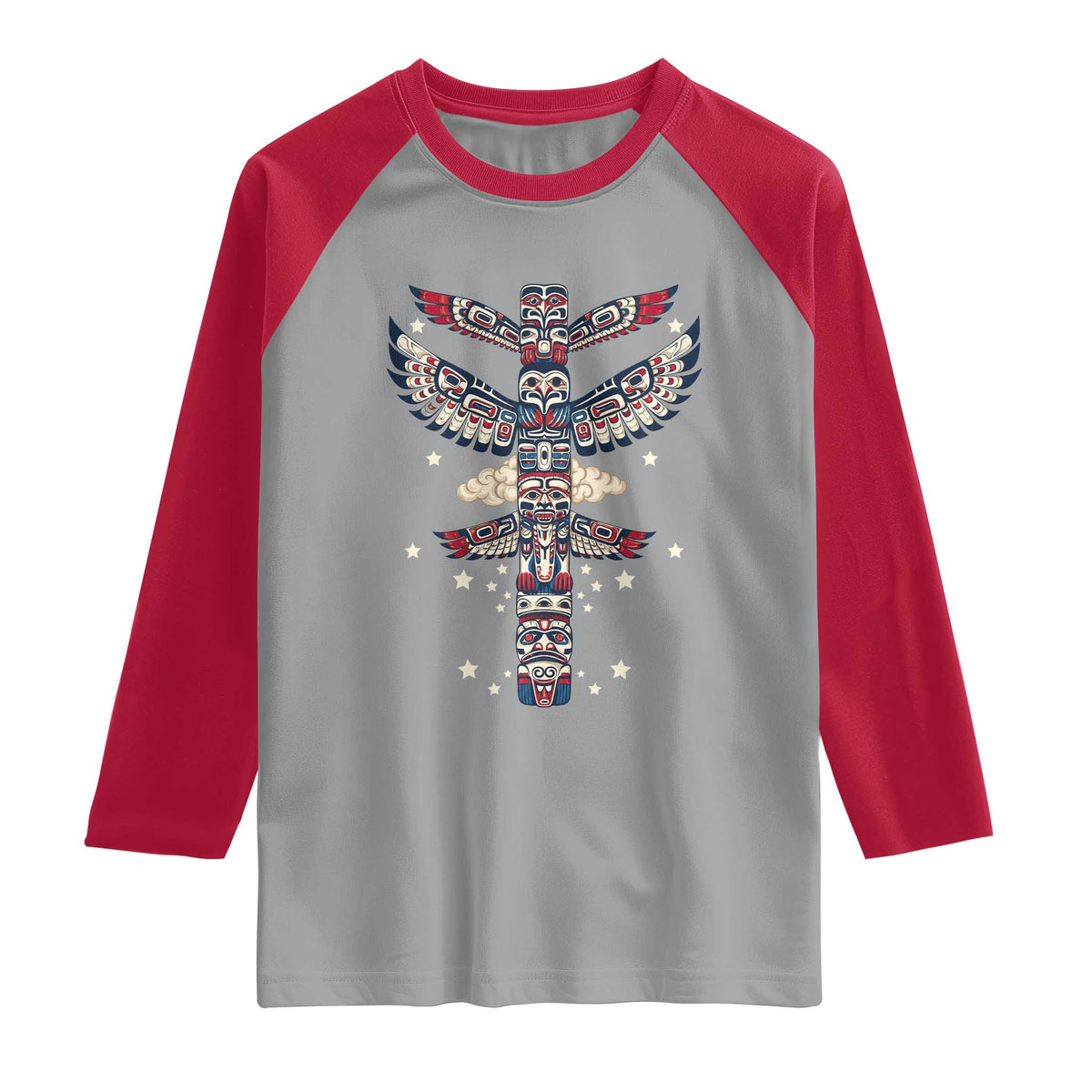 Native American Totem Pole Raglan Shirt Pacific Northwest Indigenous Tribal
