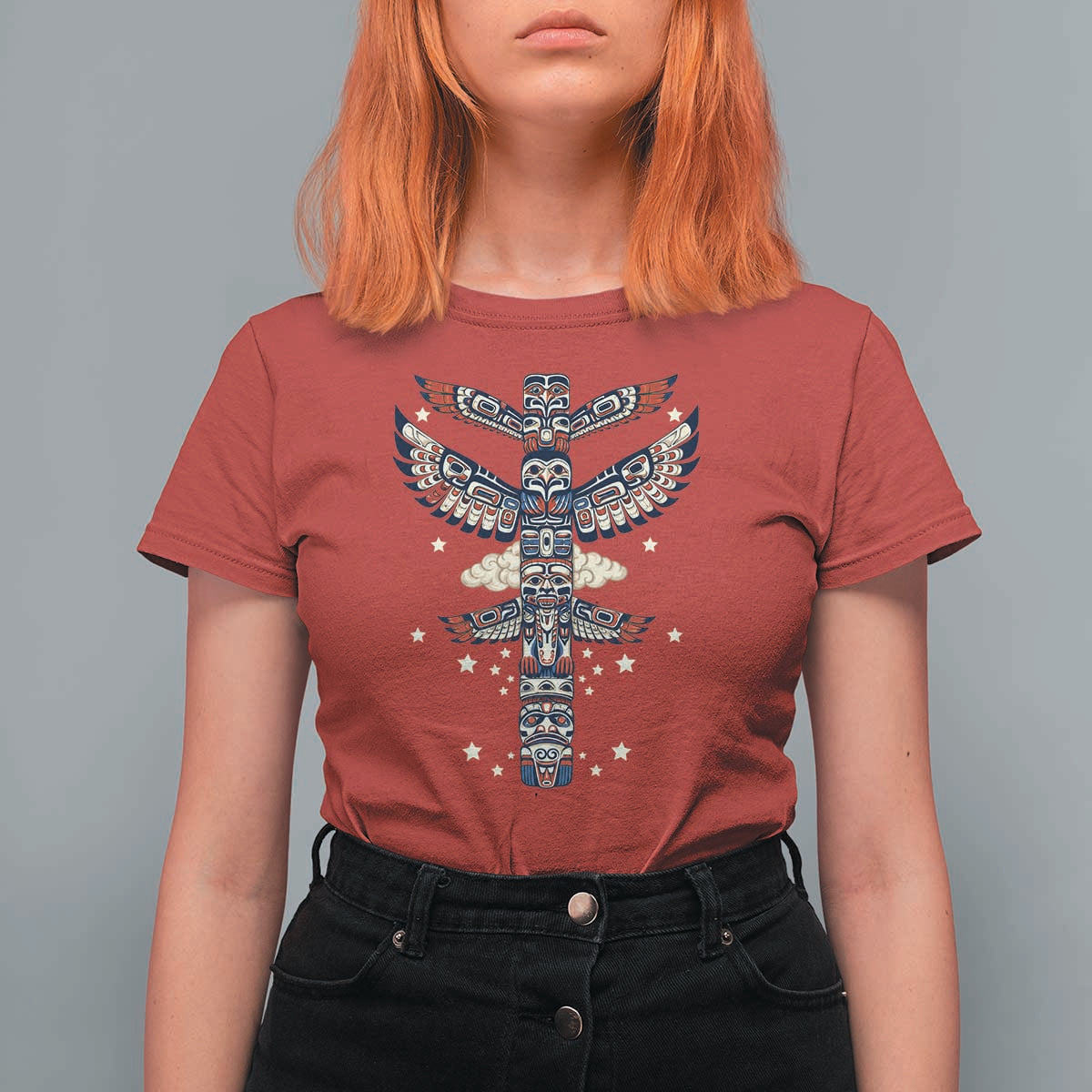 Native American Totem Pole T Shirt For Women Pacific Northwest Indigenous Tribal