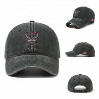 Native American Totem Pole Washed Cotton Baseball Cap Pacific Northwest Indigenous Tribal