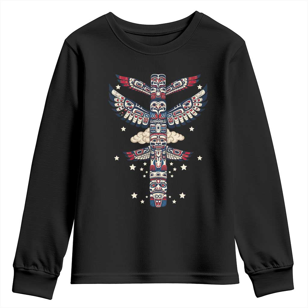 Native American Totem Pole Youth Sweatshirt Pacific Northwest Indigenous Tribal