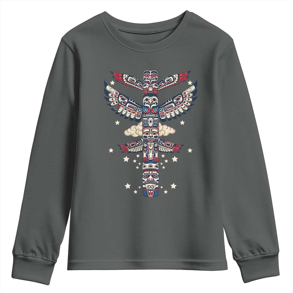 Native American Totem Pole Youth Sweatshirt Pacific Northwest Indigenous Tribal