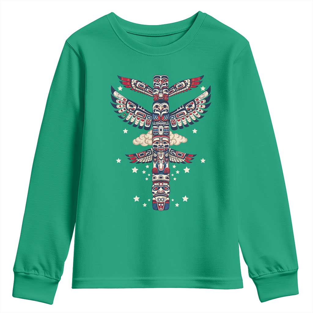 Native American Totem Pole Youth Sweatshirt Pacific Northwest Indigenous Tribal
