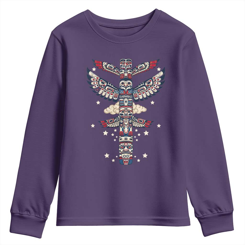 Native American Totem Pole Youth Sweatshirt Pacific Northwest Indigenous Tribal