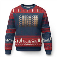 Vintage Cherokee Native Pride Stacked Typography Ugly Christmas Sweater