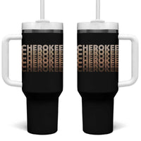 Vintage Cherokee Native Pride Stacked Typography Tumbler With Handle