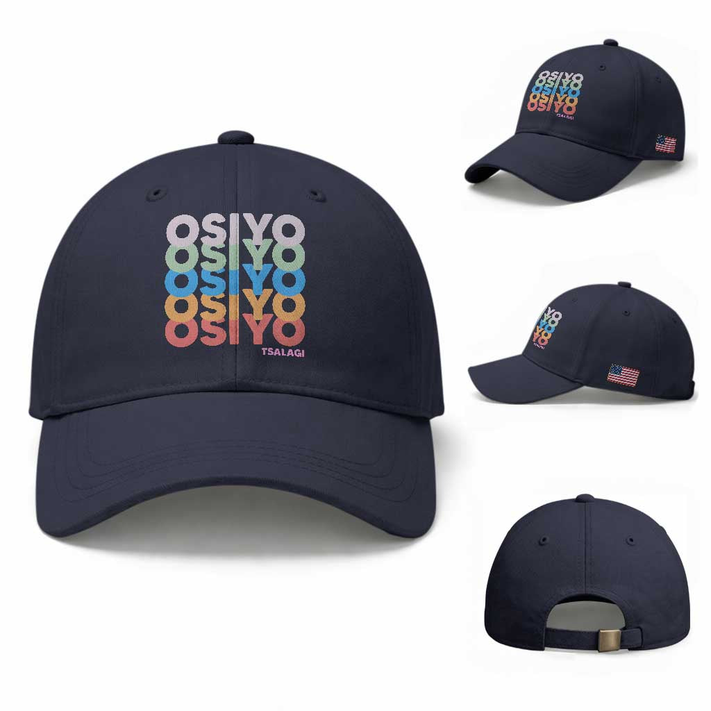 Osiyo Tsalagi Cherokee Native American Pride Baseball Cap Retro Stacked Typography