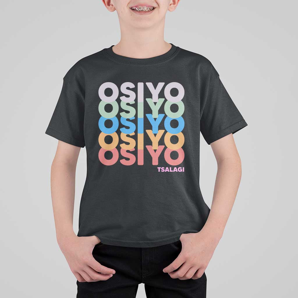 Osiyo Tsalagi Cherokee Native American Pride T Shirt For Kid Retro Stacked Typography