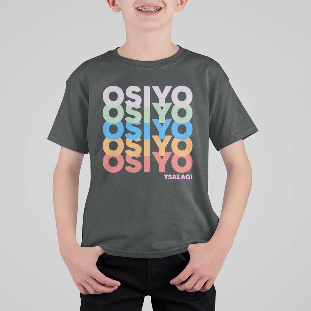 Osiyo Tsalagi Cherokee Native American Pride T Shirt For Kid Retro Stacked Typography