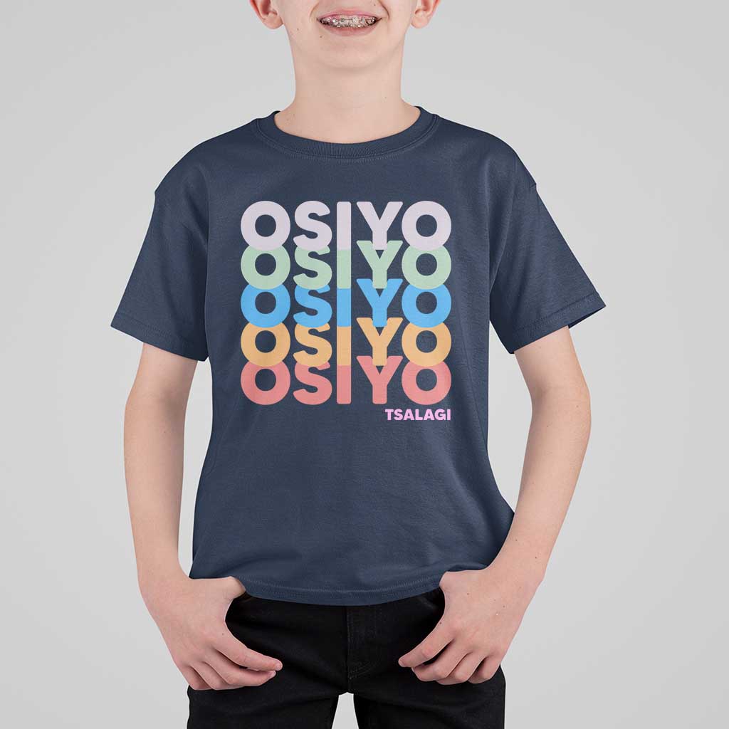 Osiyo Tsalagi Cherokee Native American Pride T Shirt For Kid Retro Stacked Typography