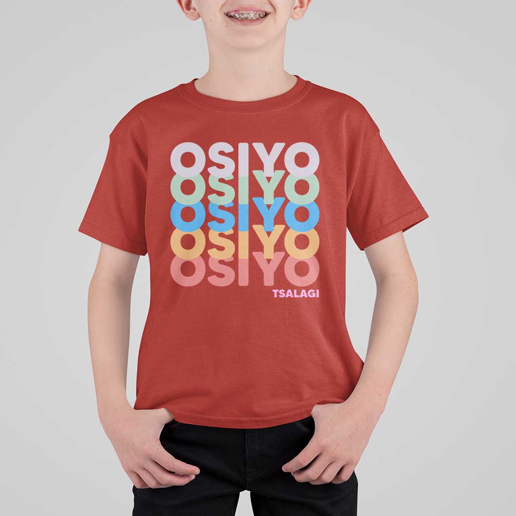 Osiyo Tsalagi Cherokee Native American Pride T Shirt For Kid Retro Stacked Typography