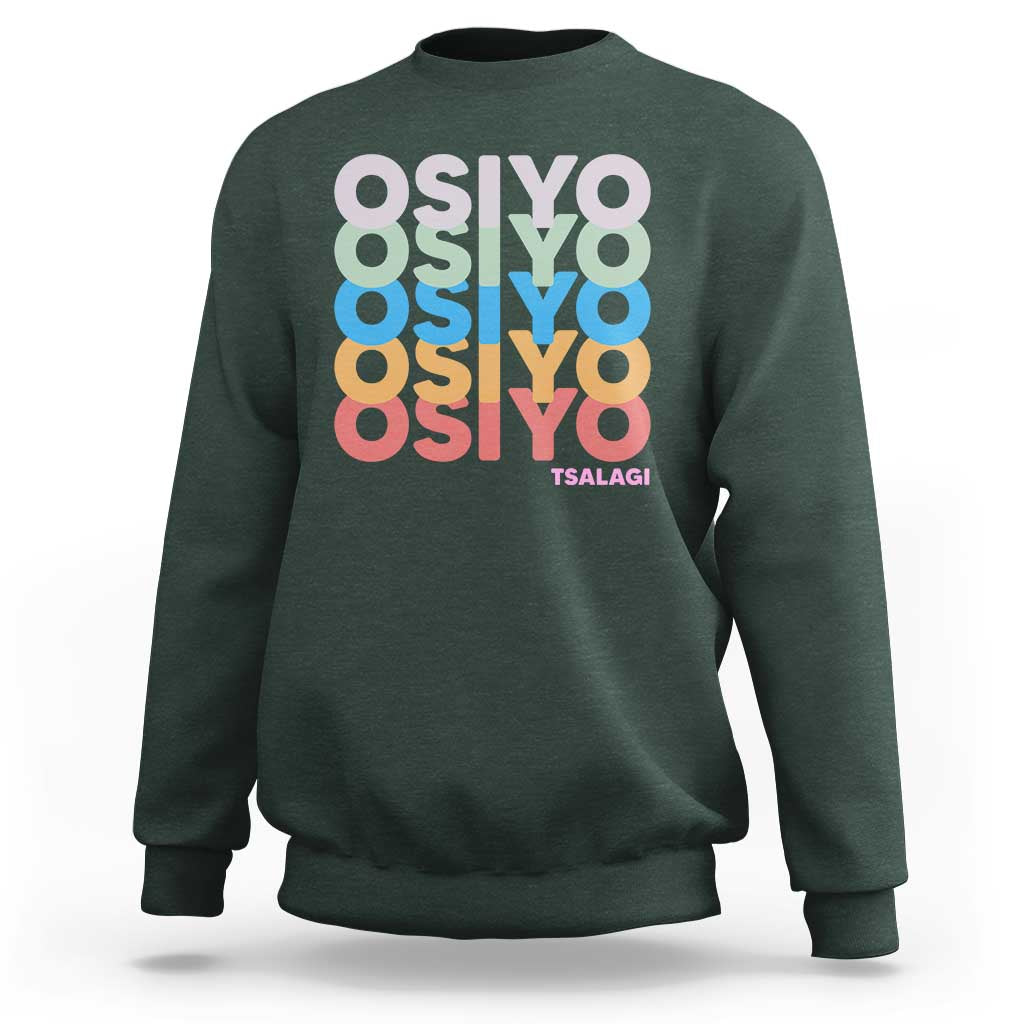 Osiyo Tsalagi Cherokee Native American Pride Sweatshirt Retro Stacked Typography
