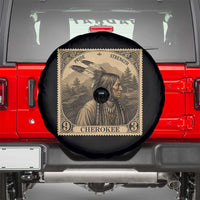 Cherokee Pride Strength Spare Tire Cover Native American Vintage Postage Stamp Graphic