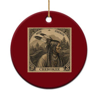 Cherokee Pride Strength Ceramic Ornament Native American Vintage Postage Stamp Graphic