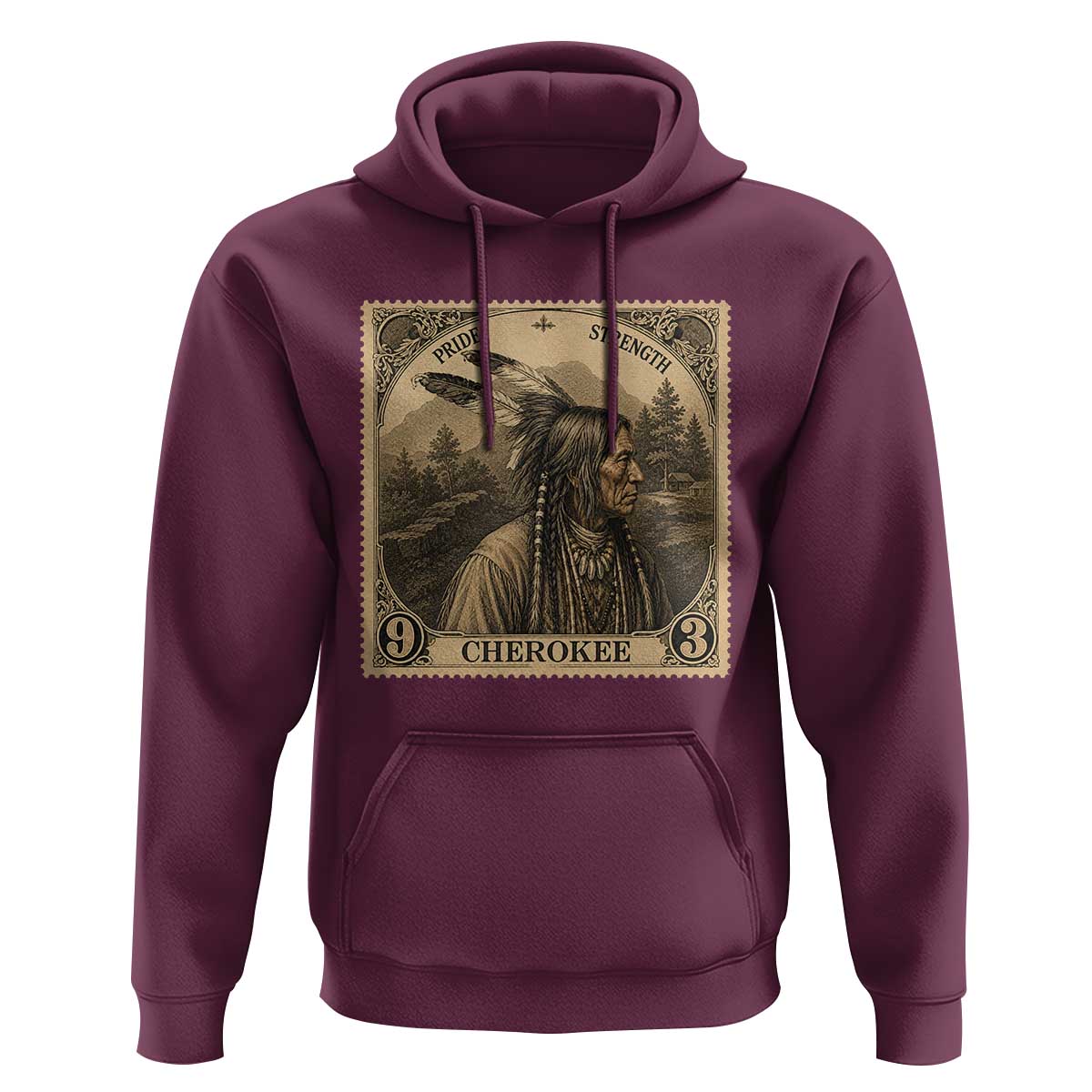 Cherokee Pride Strength Hoodie Native American Vintage Postage Stamp Graphic