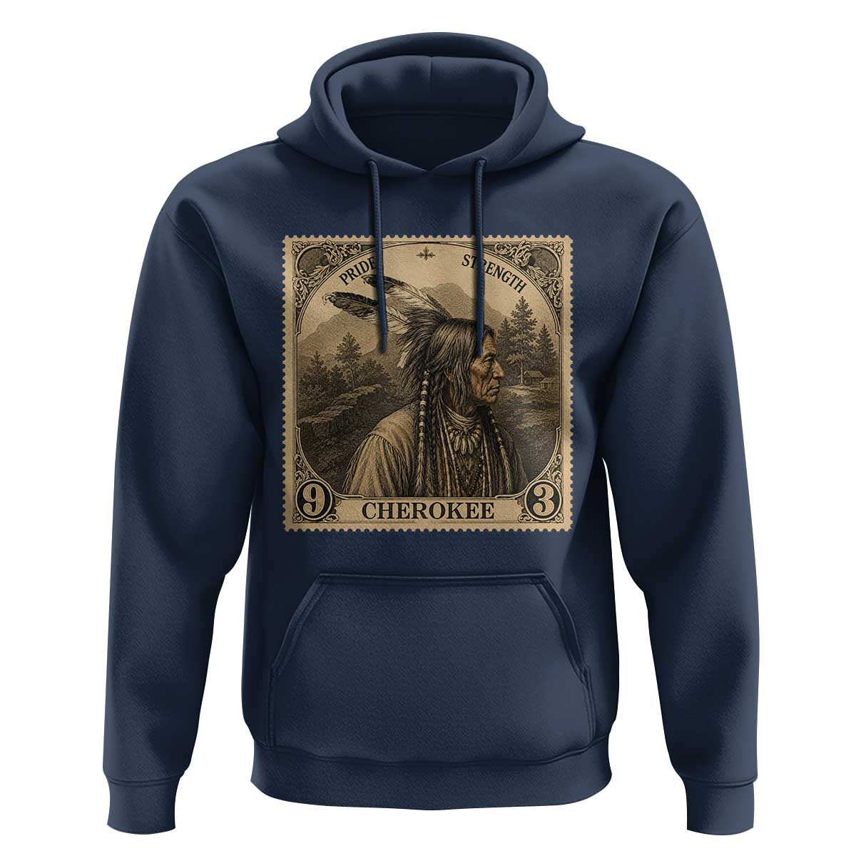 Cherokee Pride Strength Hoodie Native American Vintage Postage Stamp Graphic