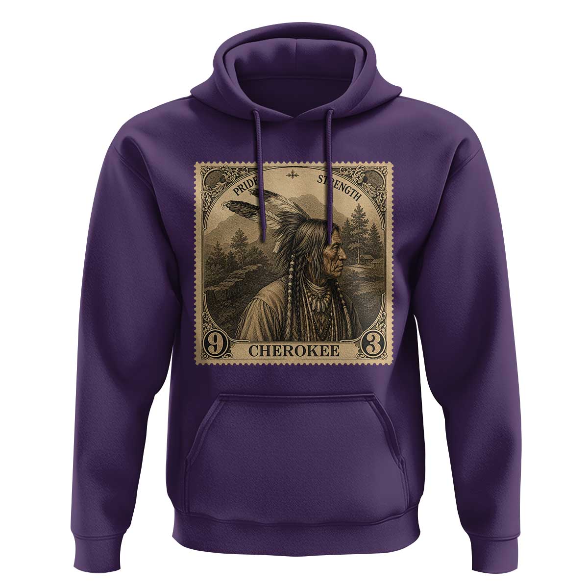 Cherokee Pride Strength Hoodie Native American Vintage Postage Stamp Graphic