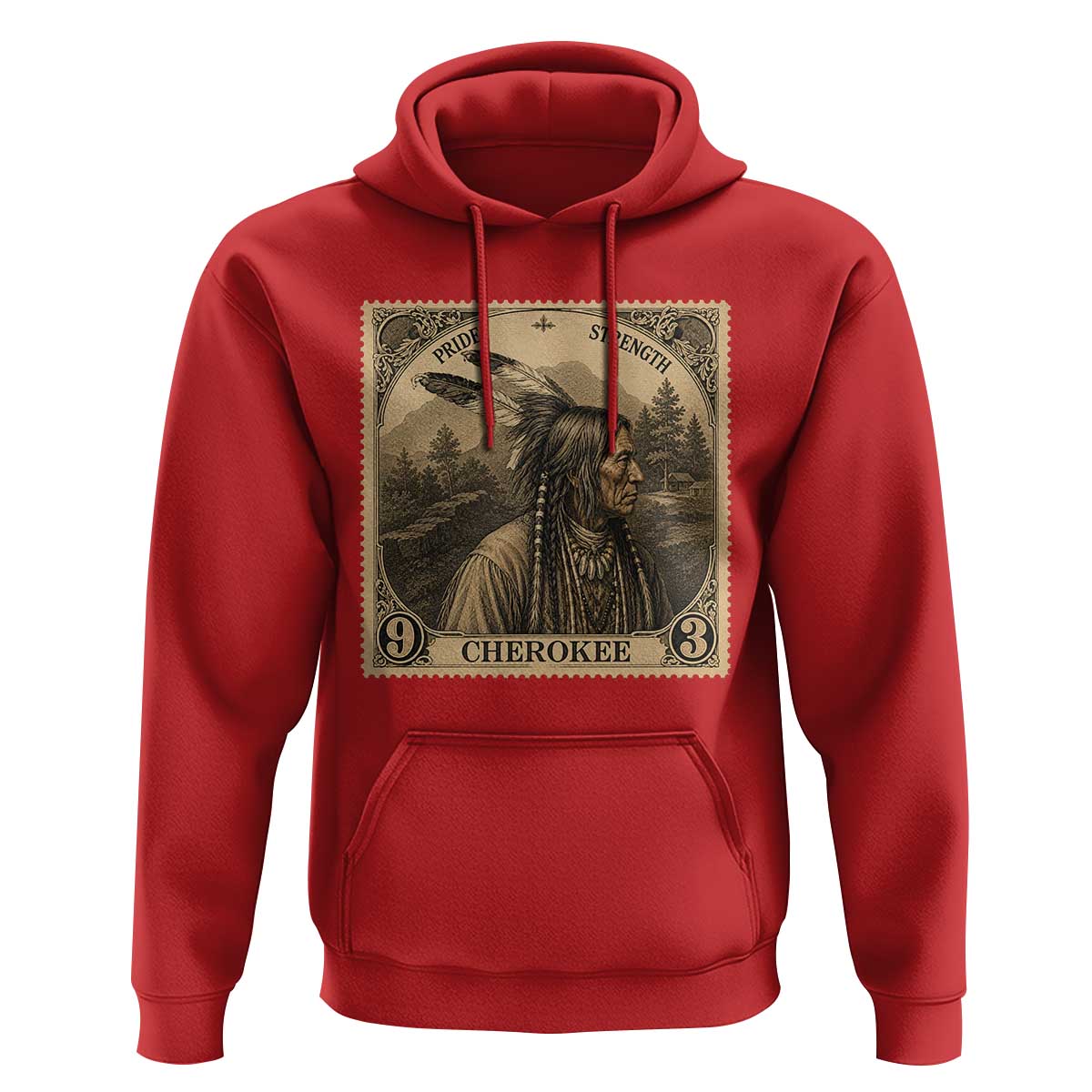 Cherokee Pride Strength Hoodie Native American Vintage Postage Stamp Graphic