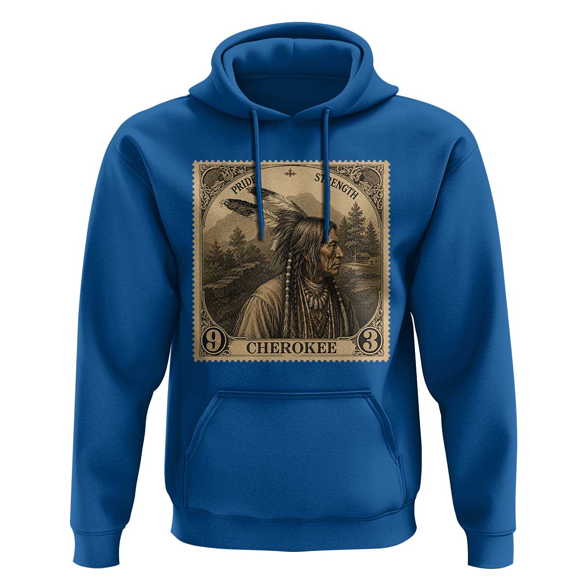 Cherokee Pride Strength Hoodie Native American Vintage Postage Stamp Graphic